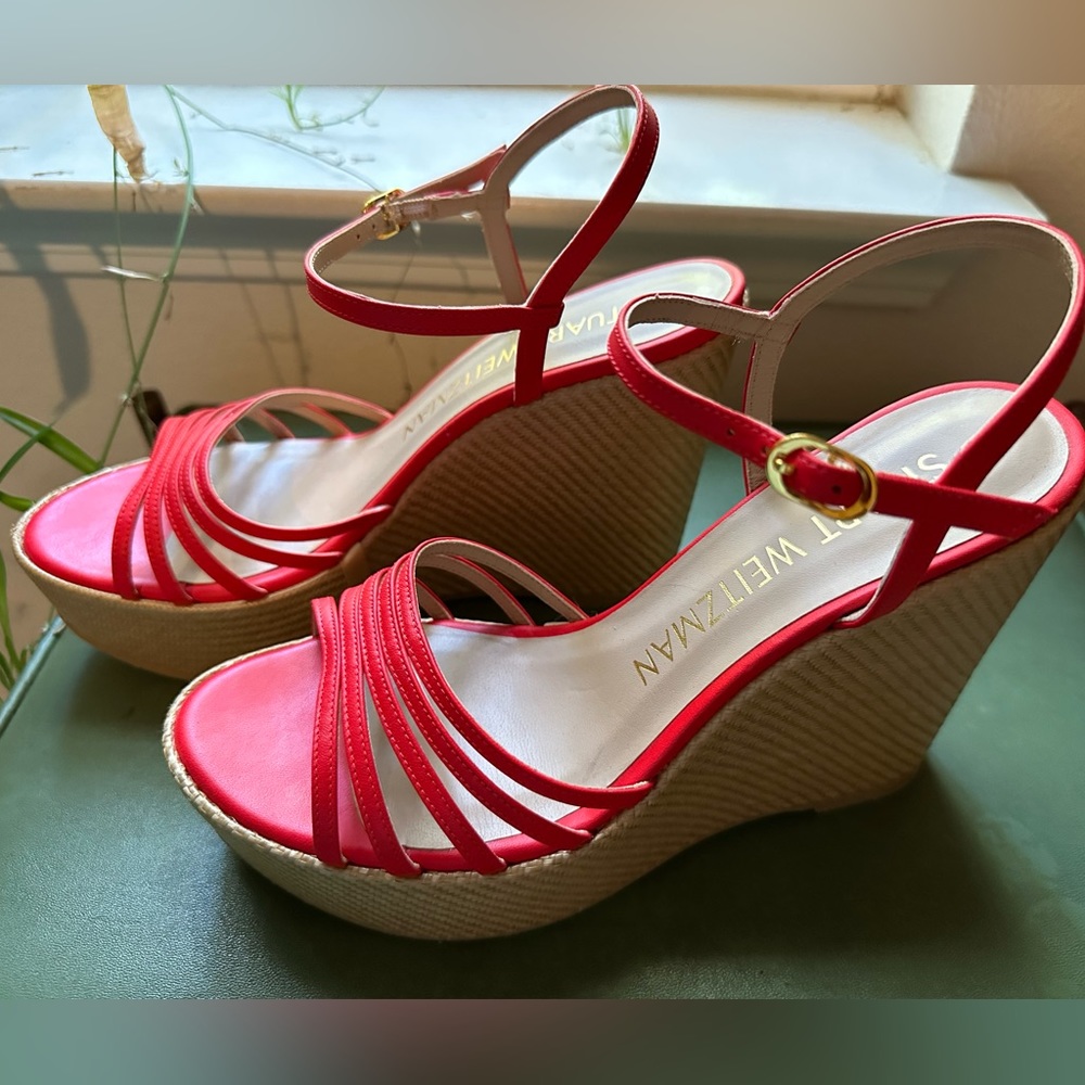 Stuart Weizman Red Strappy Wedge - image 5